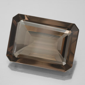 10.70カラットの天然ブラウンスモーキークォーツ（17.8×12.9 mm・エメラルドカット）