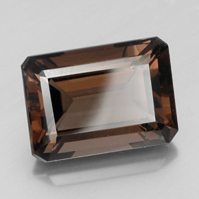 16.65カラットの天然ブラウンスモーキークォーツ（18.1×13.1 mm・エメラルドカット）