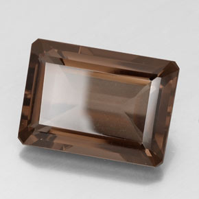14.50カラットの天然ブラウンスモーキークォーツ、エメラルドカット、VVS-VS