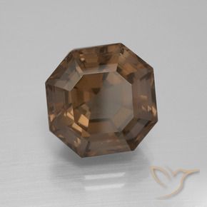 8.89カラットの天然チョコレートブラウンスモーキークォーツ、八角形 / エメラルドカット、VVS-VS