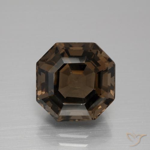 6.28ct 天然 チョコレートブラウン スモーキークォーツ, エメラルドカット, VVS-VS