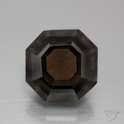 8.14ct 天然 チョコレートブラウン スモーキークォーツ, エメラルドカット, VVS-VS