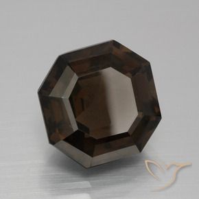 8.14カラットの天然チョコレートブラウンスモーキークォーツ、八角形 / エメラルドカット、VVS-VS
