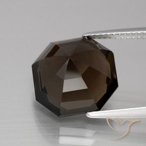 8.14カラットの天然チョコレートブラウンスモーキークォーツ、八角形 / エメラルドカット、VVS-VS