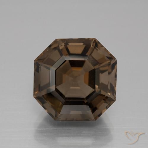 7.23ct 天然 チョコレートブラウン スモーキークォーツ, エメラルドカット, VS