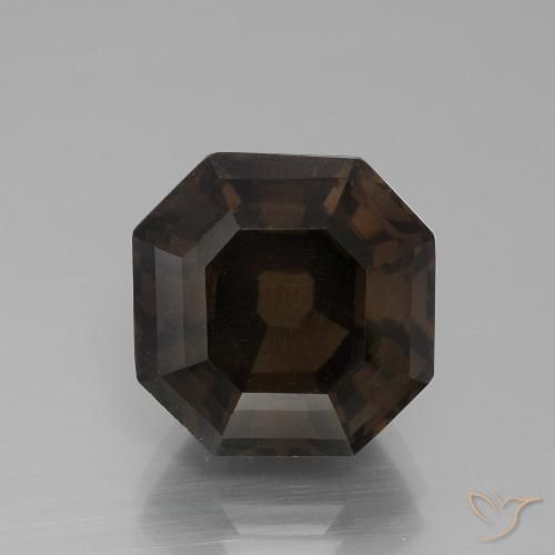 7.47ct 天然 ミディアムブラウン スモーキークォーツ, エメラルドカット, VVS-VS