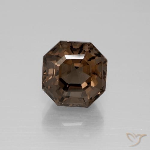 4.60ct 天然 ミディアムブラウン スモーキークォーツ, エメラルドカット, VVS