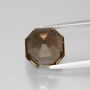 4.60カラットの天然チョコレートブラウンスモーキークォーツ、エメラルドカット、VS