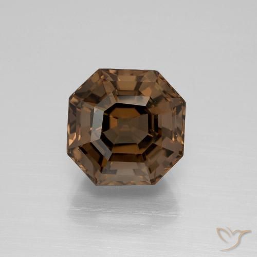 4.48ct 天然 ヒッコリーブラウン スモーキークォーツ, エメラルドカット, VVS-VS