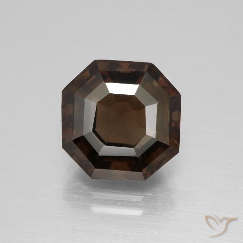 4.79ct 天然 アンバーブラウン スモーキークォーツ, エメラルドカット, VVS-VS
