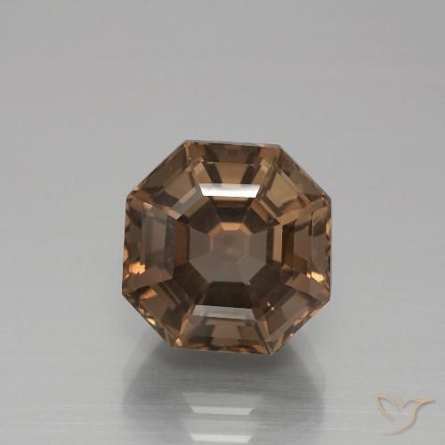 5.40ct 天然 ミディアムブラウン スモーキークォーツ, エメラルドカット, VS