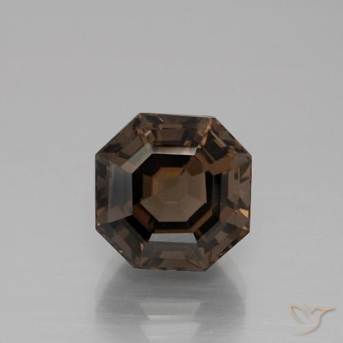 5.43ct 天然 ダークブラウン スモーキークォーツ, エメラルドカット, VVS