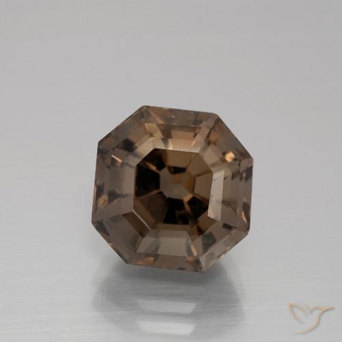 5.11ct 天然 チョコレートブラウン スモーキークォーツ, エメラルドカット, VS