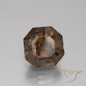 5.11カラットの天然チョコレートブラウンスモーキークォーツ、八角形 / エメラルドカット、VS
