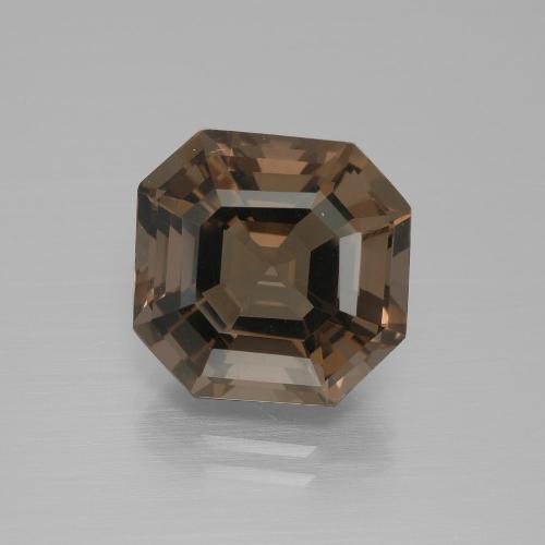 7.27カラットの天然ブラウンスモーキークォーツ（12.4×12 mm・エメラルドカット）