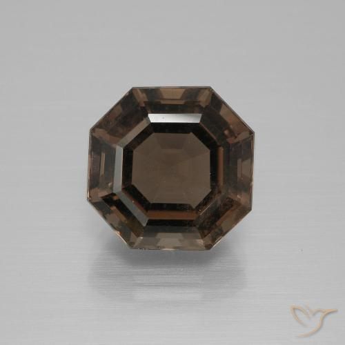 6.56ct 天然 ダークブルー スモーキークォーツ, エメラルドカット, VS