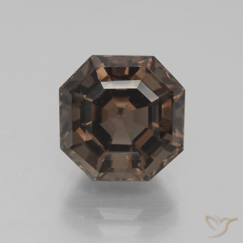 5.10ct 天然 ヒッコリーブラウン スモーキークォーツ, エメラルドカット, VVS-VS
