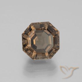 3.70カラットの天然ミディアムダークブラウンスモーキークォーツ（9.3×9.1 mm・エメラルドカット）