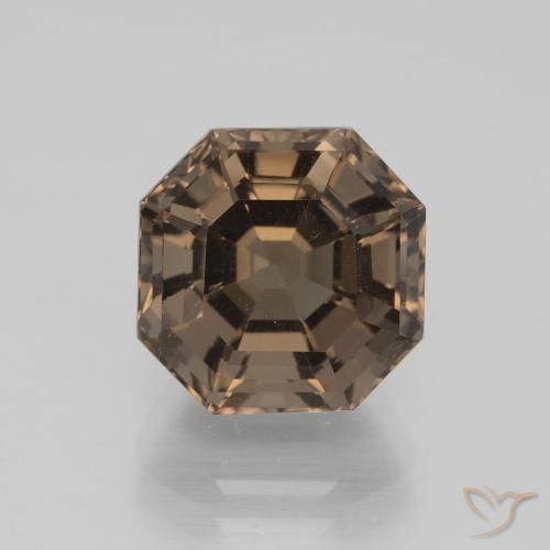 5.58ct 天然 ヒッコリーブラウン スモーキークォーツ, エメラルドカット, VVS-VS