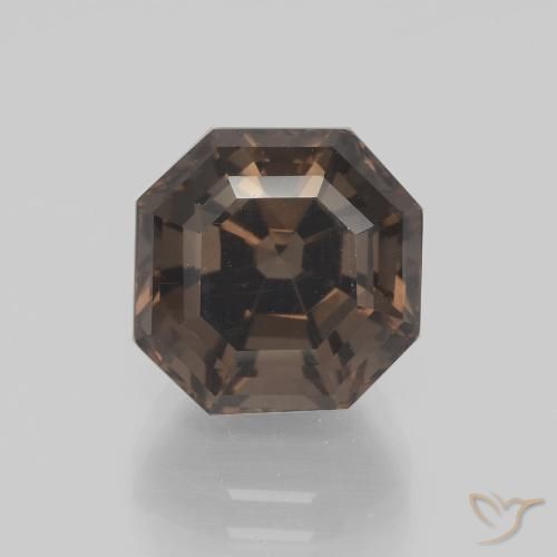 5.77ct 天然 ヒッコリーブラウン スモーキークォーツ, エメラルドカット, VVS-VS