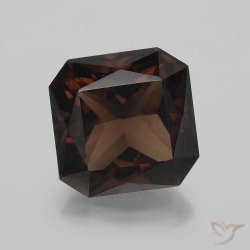 10.44ct 天然 濃いシナモンブラウン スモーキークォーツ, エメラルドカット, VVS