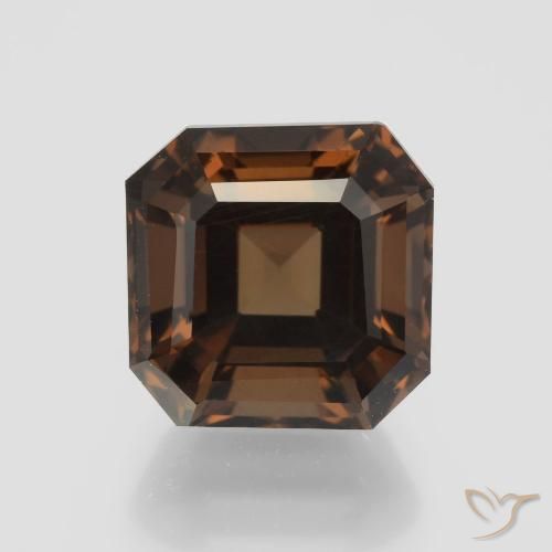 5.60ct 天然 ミディアムブラウン スモーキークォーツ, エメラルドカット, VVS-VS