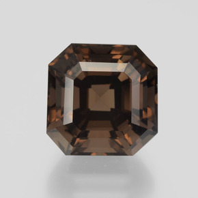 7.21カラットの天然赤みがかった茶スモーキークォーツ（11.2×11.1 mm・エメラルドカット）