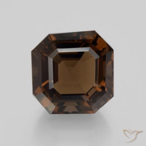8.54ct 天然 ミディアムブラウン スモーキークォーツ, エメラルドカット, VVS