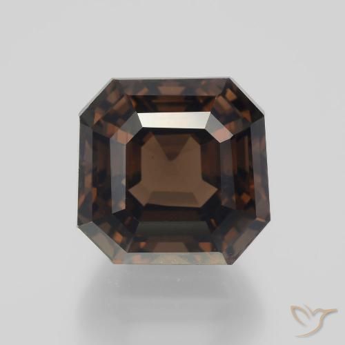 8.85ct 天然 ヒッコリーブラウン スモーキークォーツ, エメラルドカット, VVS
