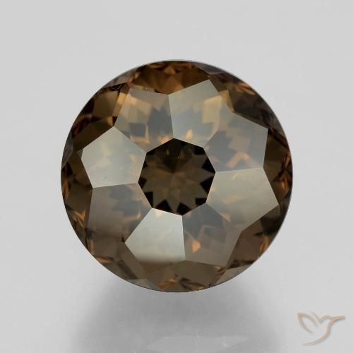 6.76ct 天然 アンバーブラウン スモーキークォーツ, ラウンド, VVS-VS