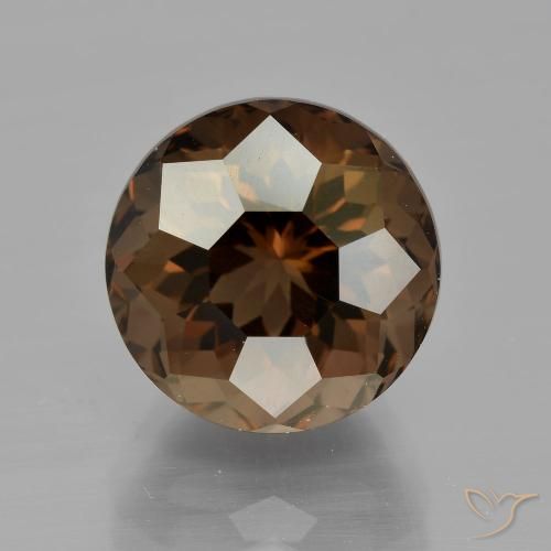 6.02ct 天然 ミディアムブラウン スモーキークォーツ, ラウンド, VVS