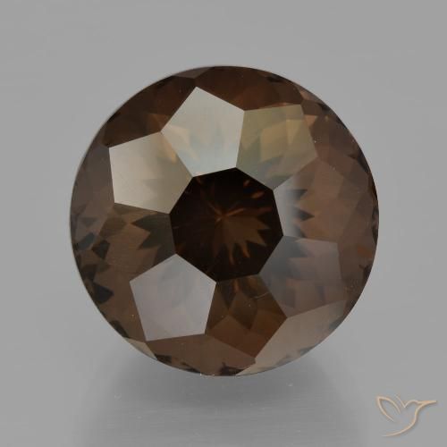9.50ct 天然 ダークブラウン スモーキークォーツ, ラウンド, VVS