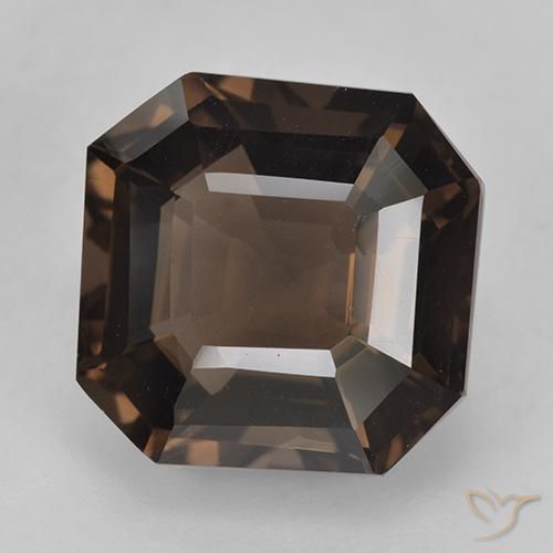 8.33ct 天然 ヒッコリーブラウン スモーキークォーツ, エメラルドカット, VVS