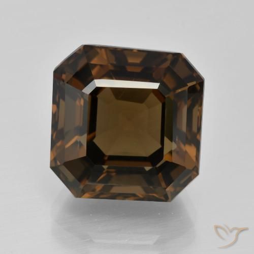 9.84ct 天然 ミディアムブラウン スモーキークォーツ, エメラルドカット, VVS