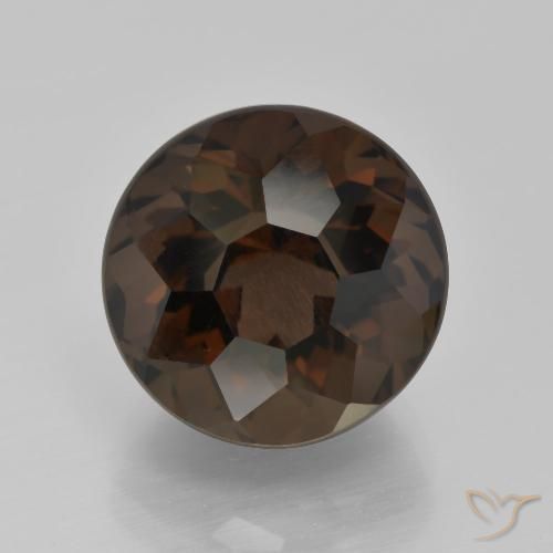 9.24ct 天然 ダークブラウン スモーキークォーツ, ラウンド, VVS