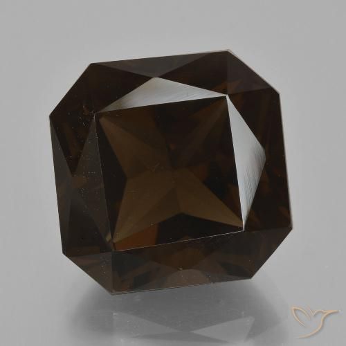 12.51ct 天然 濃いチョコレートブラウン スモーキークォーツ, エメラルドカット, VVS