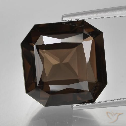 6.72ct 天然 ヒッコリーブラウン スモーキークォーツ, エメラルドカット, VVS