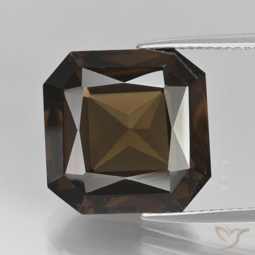 13.94ct 天然 ブラウン スモーキークォーツ, エメラルドカット, VVS