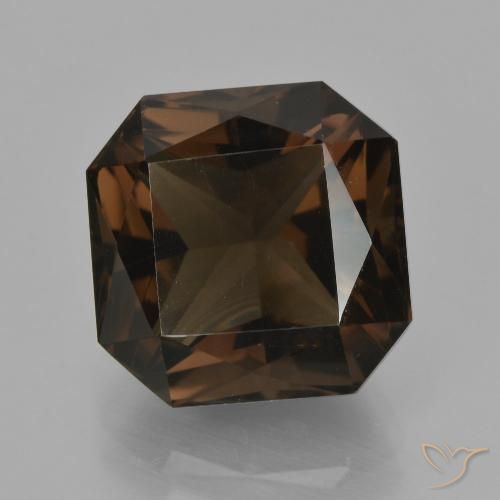 8.37ct 天然 ミディアムブラウン スモーキークォーツ, エメラルドカット, VVS