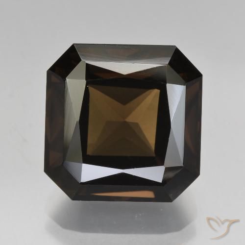 8.66ct 天然 ダークブラウン スモーキークォーツ, エメラルドカット, VVS