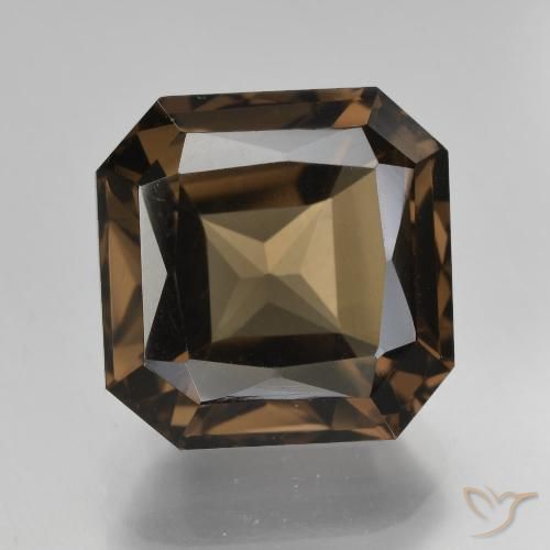 8.86ct 天然 ダークブラウン スモーキークォーツ, エメラルドカット, VVS