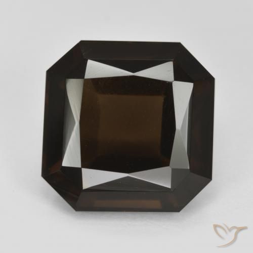 8.90ct 天然 ダークブラウン スモーキークォーツ, エメラルドカット, VVS-VS