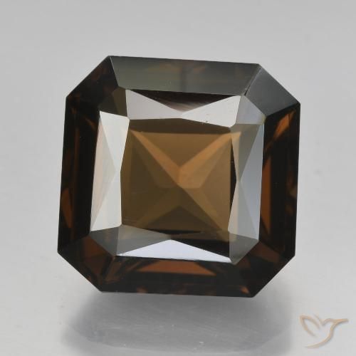 9.11ct 天然 アンバーブラウン スモーキークォーツ, エメラルドカット, VVS