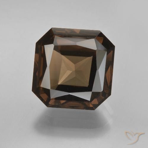 6.20ct 天然 アンバーブラウン スモーキークォーツ, エメラルドカット, VVS