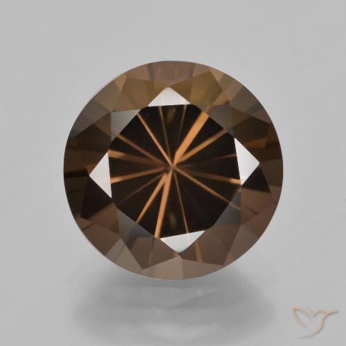 5.85カラットの天然ヒッコリーブラウンスモーキークォーツ、ラウンドカット、VVS