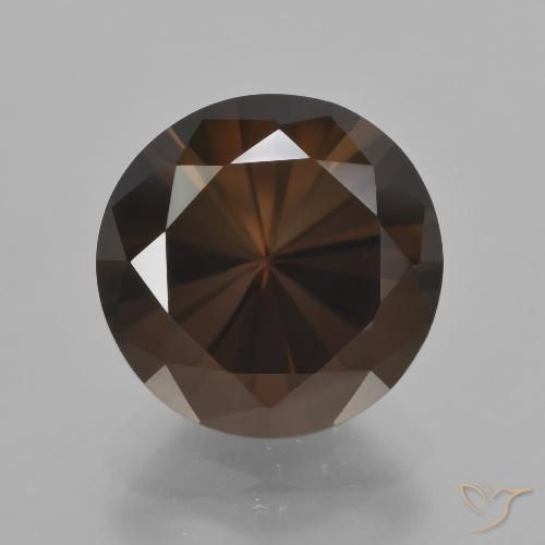 6.34ct 天然 ディープブラウン スモーキークォーツ, ラウンド, VVS