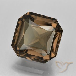 7.87カラットの天然ウォームブラウンスモーキークォーツ、八角形 / エメラルドカット、VVS