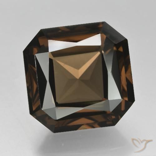 11.58ct 天然 赤みがかったブラウン スモーキークォーツ, エメラルドカット, VVS-VS