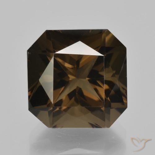 8.90ct 天然 ダークブラウン スモーキークォーツ, エメラルドカット, VVS