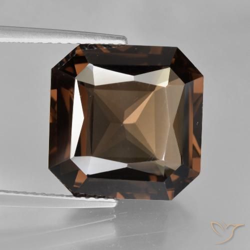 10.90ct 天然 ブラウン スモーキークォーツ, エメラルドカット, VVS-VS